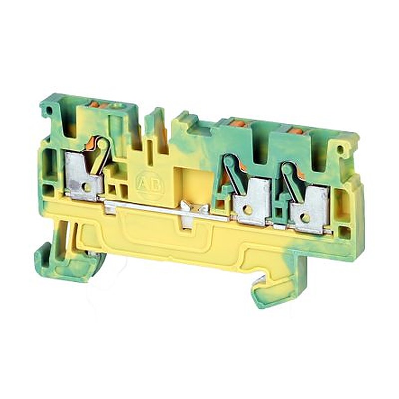 Allen Bradley 1492-PG2T 1492-P Series Feed Through Terminal Block Green, Yellow, 1.5mm², 1-Level, Push-in