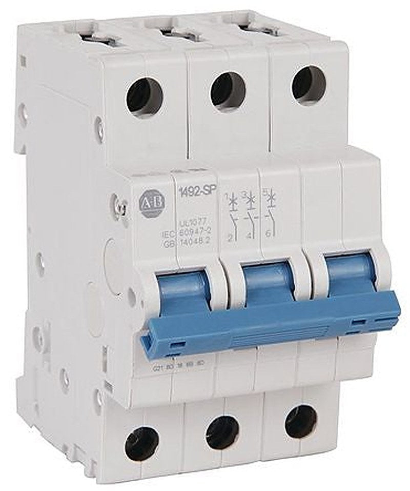 Allen Bradley 1492-SPM 1492-SPM Miniature Circuit Breaker, 3-Pole, 16A, Type D, 480V ac AC, 96 V dc DC, 15 kA Breaking