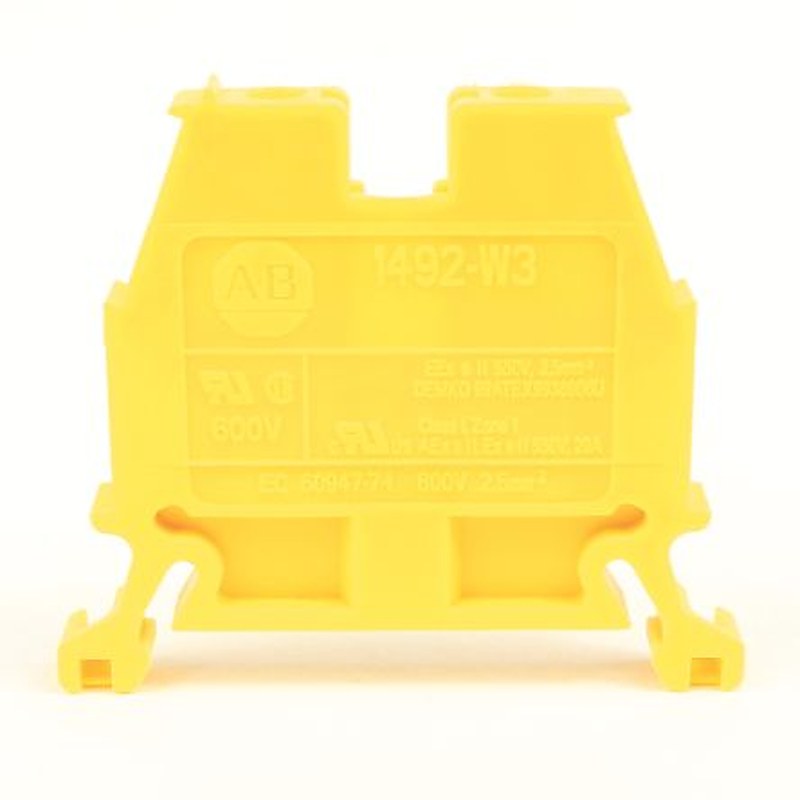 Allen Bradley 1492-W3-Y 1492-W Series Feed Through Terminal Block Yellow, 2.5mm², Screw