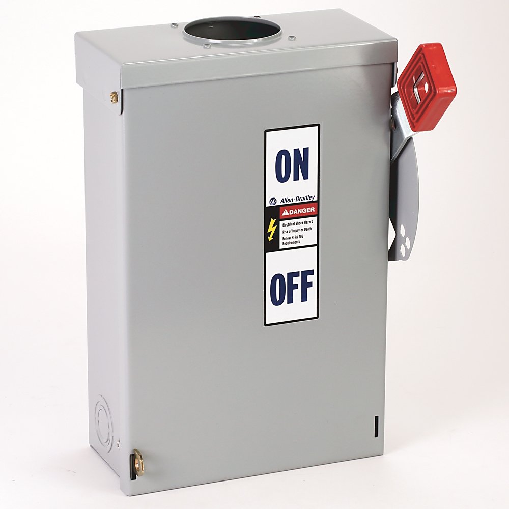 1494H Heavy Duty Safety Switch, 30A 600V AC Non-Fusible Disconnect Switch, Type 3R Rain-Proof Painted Metal Enclosure, Door Latch