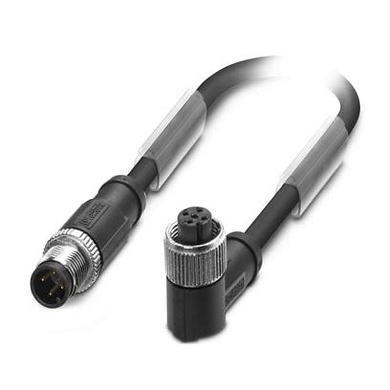 Phoenix Contact Male 4 way M12, Straight to Female 4 way Angled Socket M12 Sensor Actuator Cable, 1.5 m