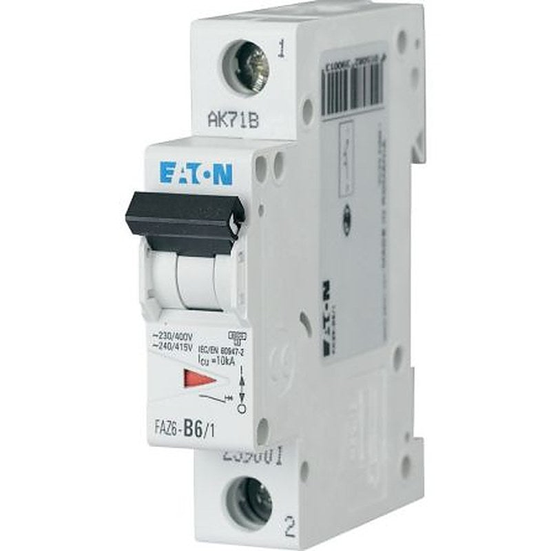 Eaton xEffect FAZ6 Miniature Circuit Breaker, 1-Pole, 6A, Type B, 230V ac AC, 60 V dc DC, 10 kA Breaking Capacity