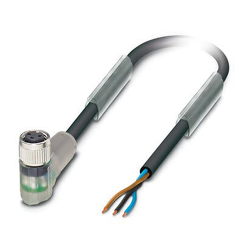 Phoenix Contact Free Cable End to Female 3 way Angled Socket M8 Sensor Actuator Cable, 5 m