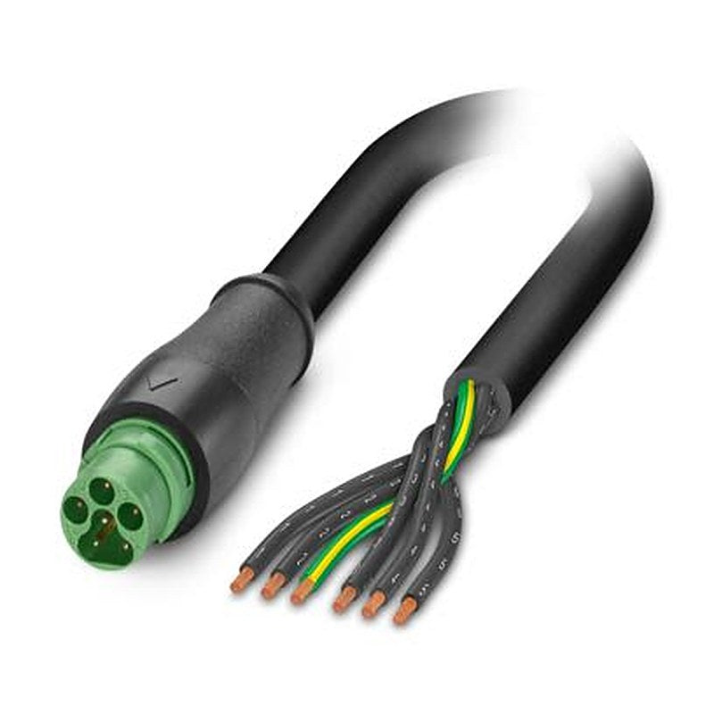Phoenix Contact SAC, 3 m 6 Core Power Cable, Black Polyurethane 80 °C