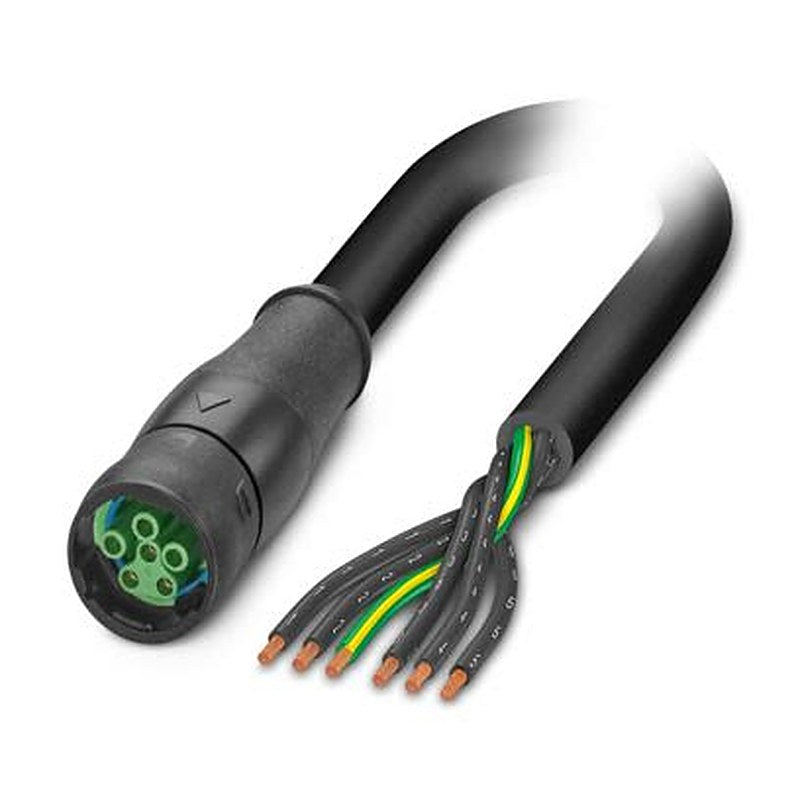 Phoenix Contact SAC, 3 m 6 Core Power Cable, Black Polyurethane 80 °C