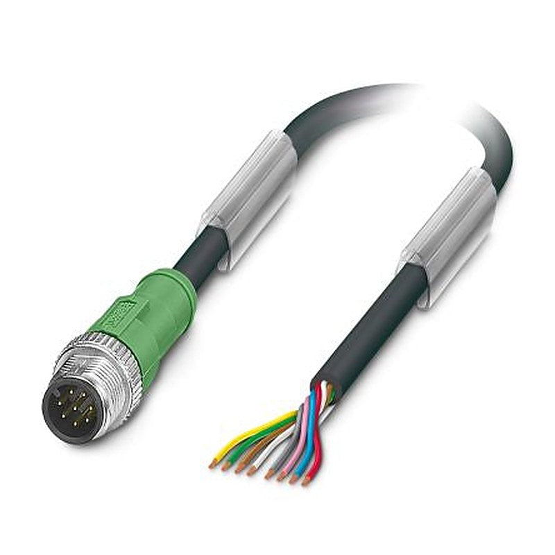 Phoenix Contact Male 8 way M12 to 8 way Unterminated Sensor Actuator Cable, 1.5 m