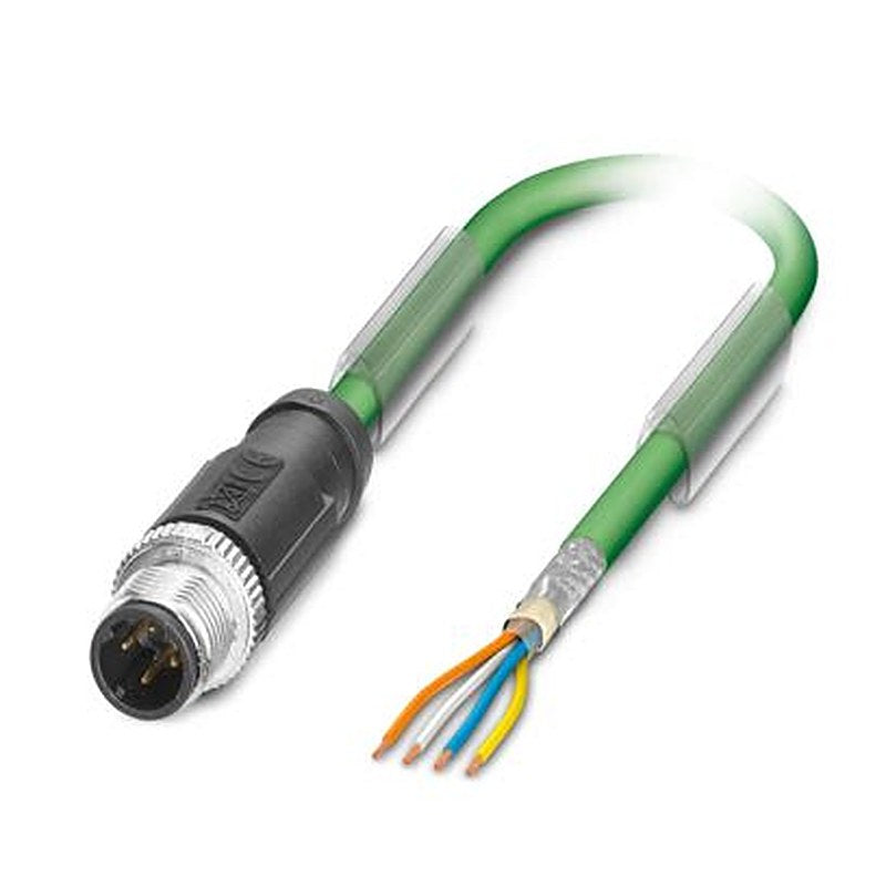 Phoenix Contact, 5 m Cat5 Ethernet Cable, Green M12 to Male M12 Polyvinyl Chloride Sheath, Shielded