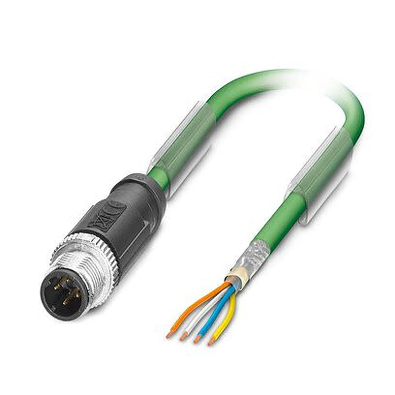 Phoenix Contact, 15 m Cat5 Ethernet Cable, Green M12 to Male M12 Polyvinyl Chloride Sheath, Shielded