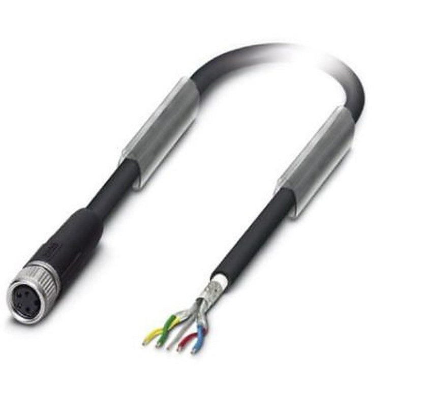Phoenix Contact Female 4 way M8, Straight to Straight Socket M8 Bus Cable, 2 m