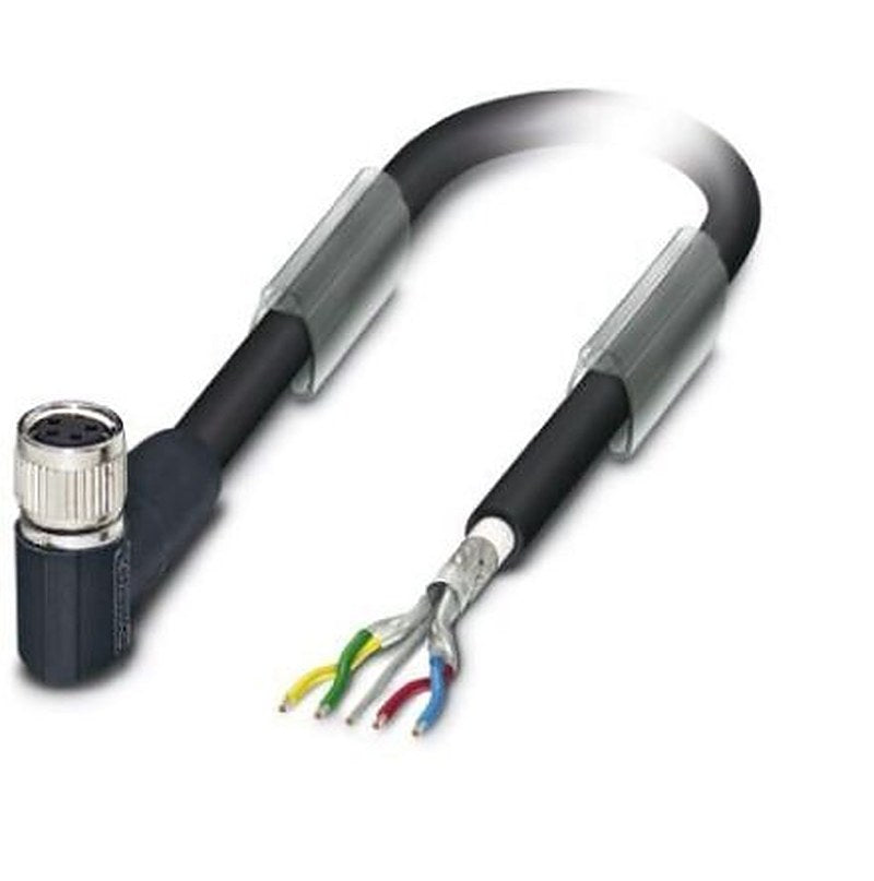 Phoenix Contact Female 4 way M8, Right Angle to Angled Socket M8 Bus Cable, 2 m