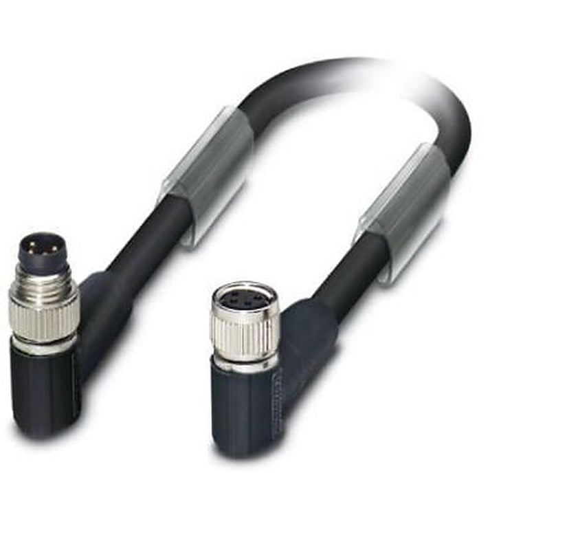 Phoenix Contact Female 4 way M8, Right Angle to Male 4 way M8 Bus Cable, 1 m