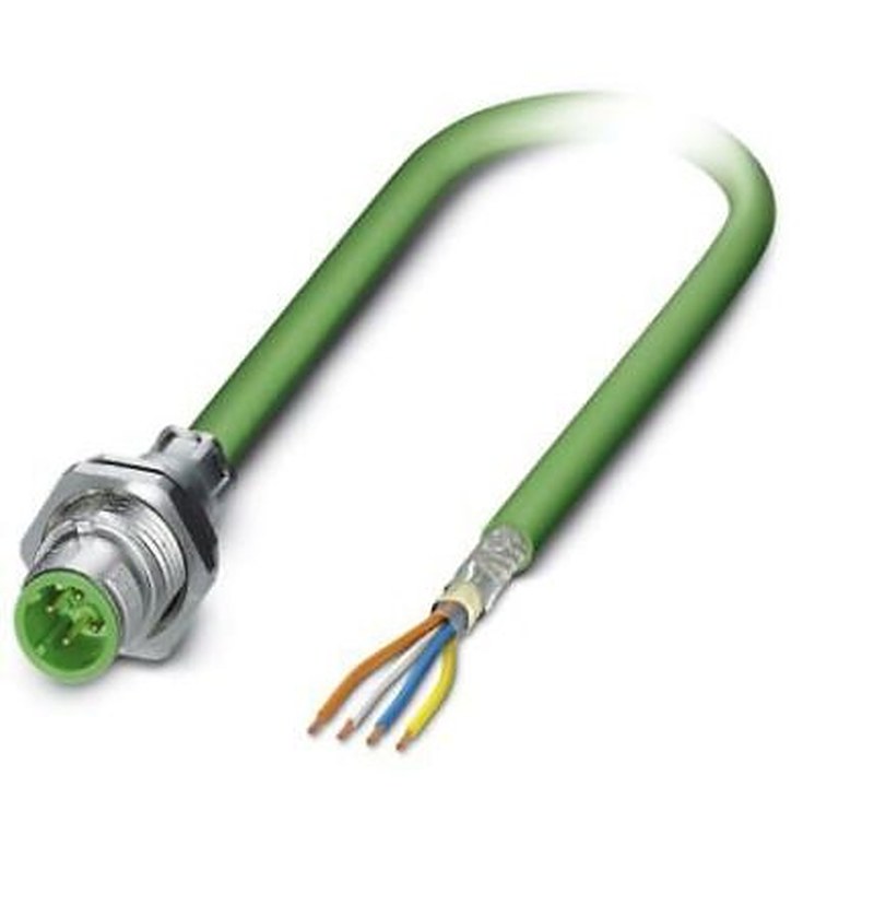 Phoenix Contact SACC, 1 m Cat5 Ethernet Cable, Green, Copper Braid 4 Screened Polyvinyl Chloride Sheath