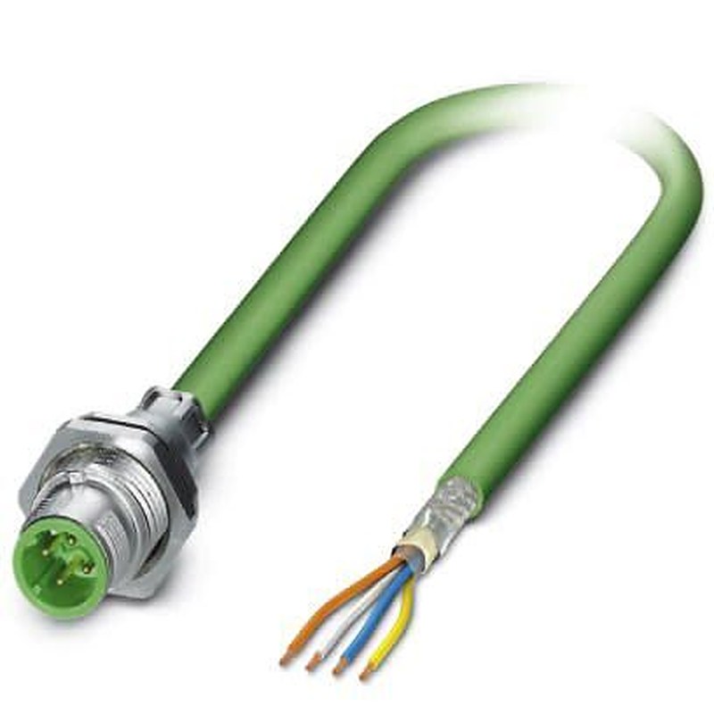 Phoenix Contact SACC, 2 m Cat5 Ethernet Cable, Green, Copper Braid 4 Screened Polyvinyl Chloride Sheath
