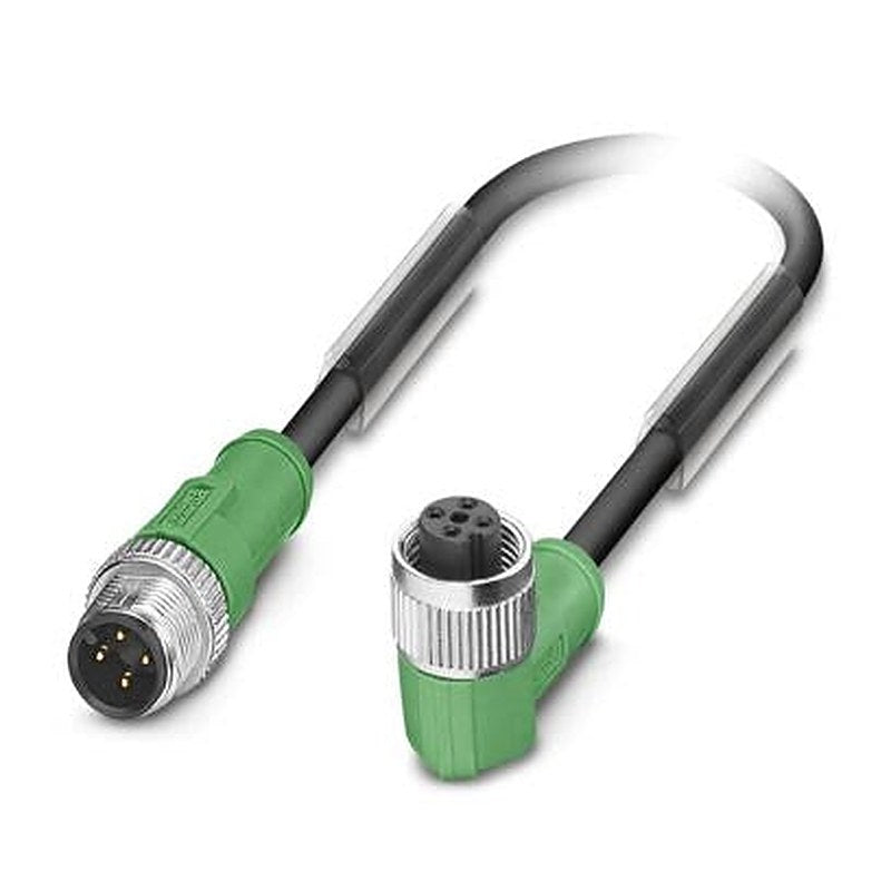 Phoenix Contact Male 4 way M12, Straight to Female 4 way Angled Socket M12 Sensor Actuator Cable, 500 mm