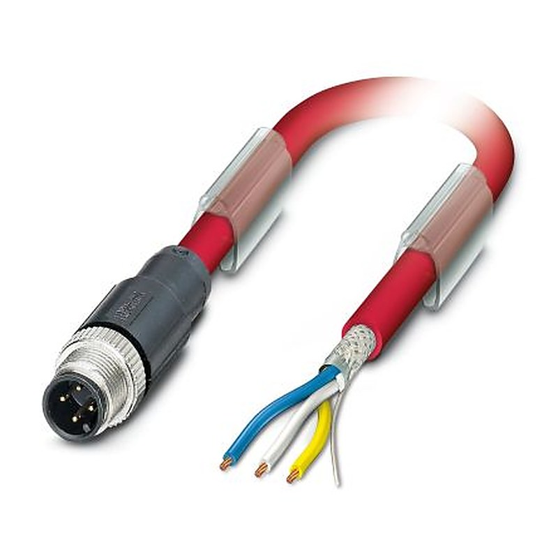 Phoenix Contact Male 4 way M12, Straight to 3 way Free Cable End Sensor Actuator Cable, 2 m