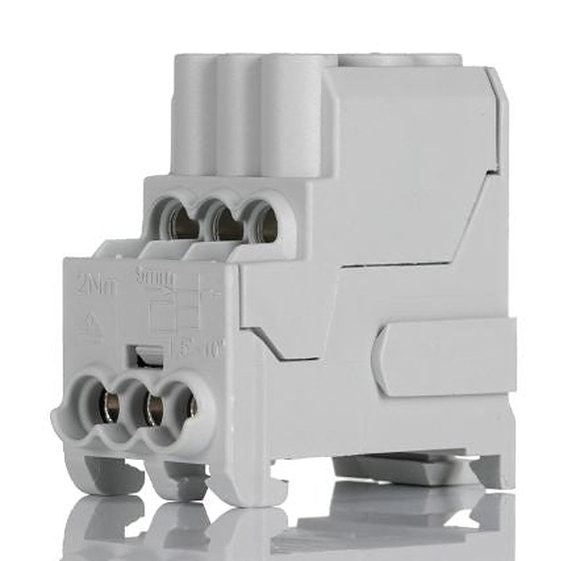 Weidmüller Distribution Block, 6 Way, 690V ac/dc, 100A, Grey