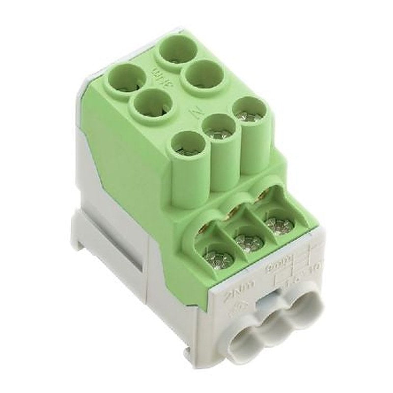 Weidmüller Distribution Block, 6 Way, 690V ac/dc, 100A, Green
