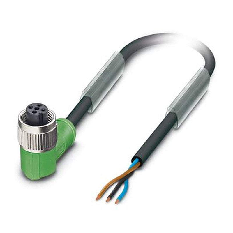 Phoenix Contact 3 way Free Cable End to Female 3 way Angled Socket M12 Sensor Actuator Cable, 20 m
