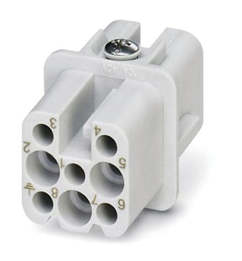 Phoenix Contact HC-D8-I-CT-F Series Heavy Duty Power Connector Insert, 8-Contact, 3 Row, 1584363