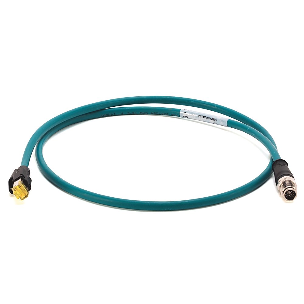 Ethernet Media, M12 X-CODE, Straight Male, 8 conductors (4-pair), Foil and Braided Shield PUR, X-CODE, Straight Male, Cat 6, Gigabit, 9 m
