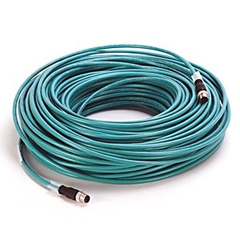 1585 Ethernet Cables Cat5e, 100BASE-TX, 100 Mbit/s, 4 Conductors, M12, Straight Male, Standard, M12, Straight Male, Teal PUR, Shielded, High Flex, PUR, Halogen Free, 10 million cycles