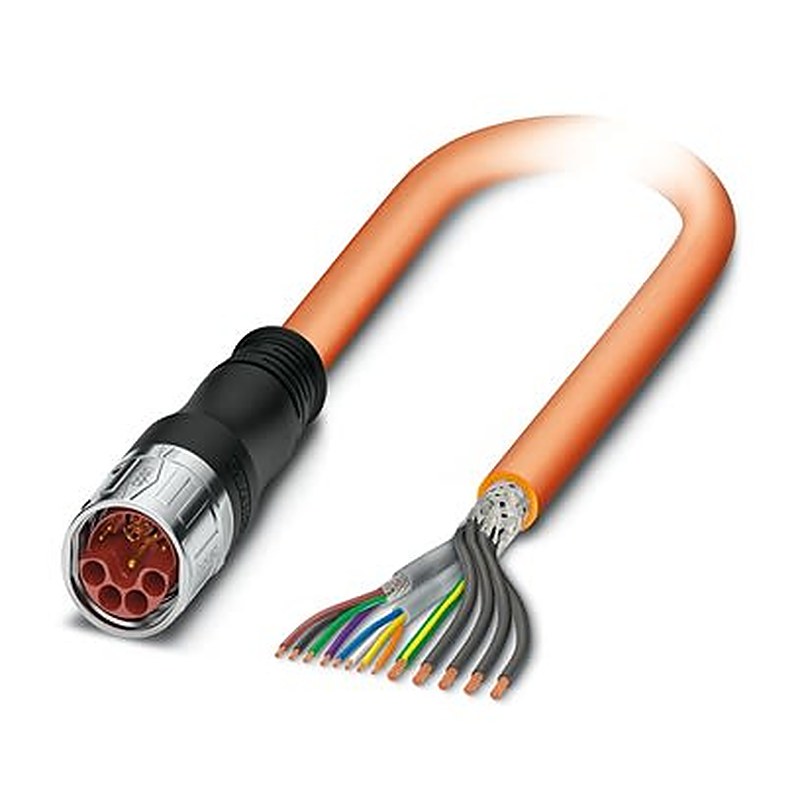 Phoenix Contact 1622227, 2 m 8 Core Power Cable, Orange Polyurethane 105 °C
