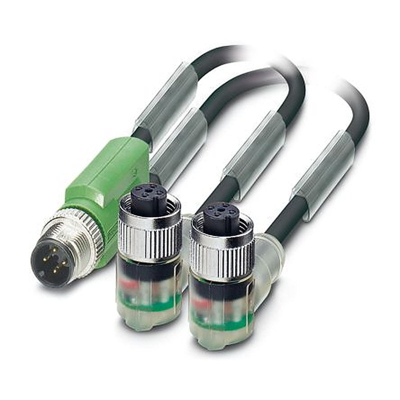 Phoenix Contact Male 3 way M12 to Female 3 way Angled Socket M12 Sensor Actuator Cable, 600 mm
