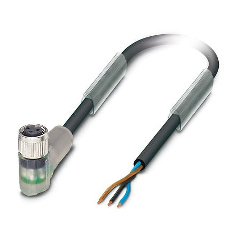 Phoenix Contact Female 3 way M8, Right Angle to 3 way Angled Socket M8 Sensor Actuator Cable, 1.5 m