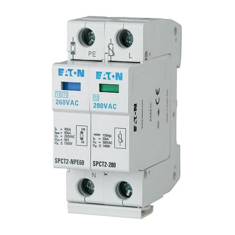 Eaton 1 Phase Surge Protector, 40 kA, 2.2 kV, DIN Rail
