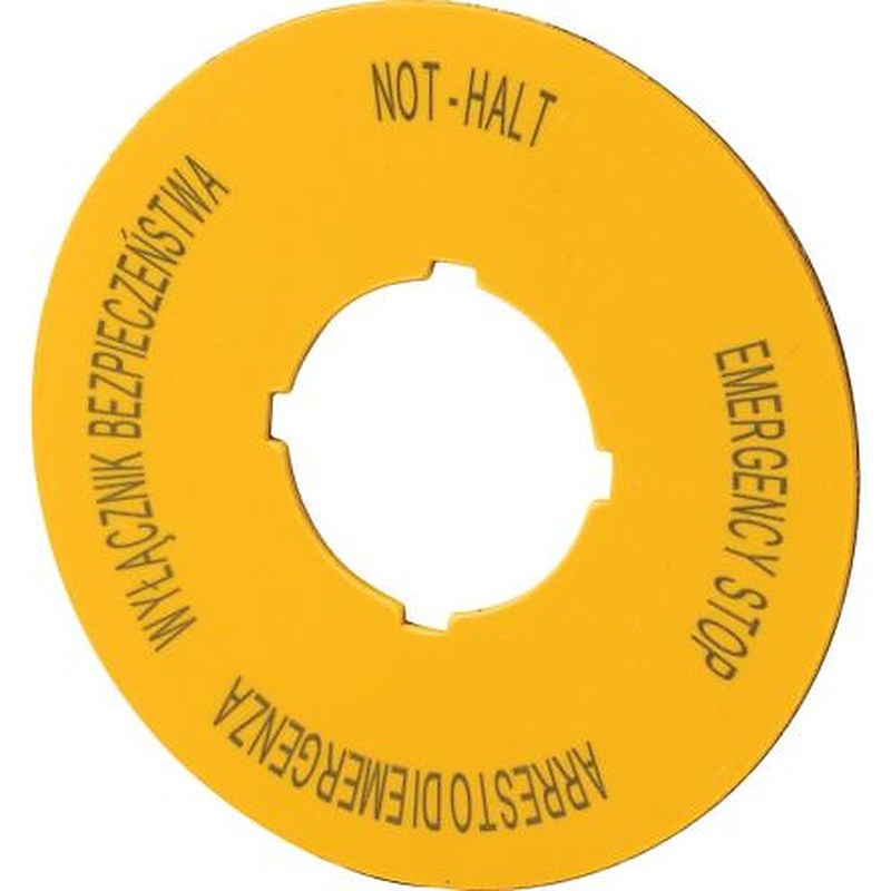 Eaton Label for Use with M22 Pushbuttons, Pre-printed "Emergency Stop