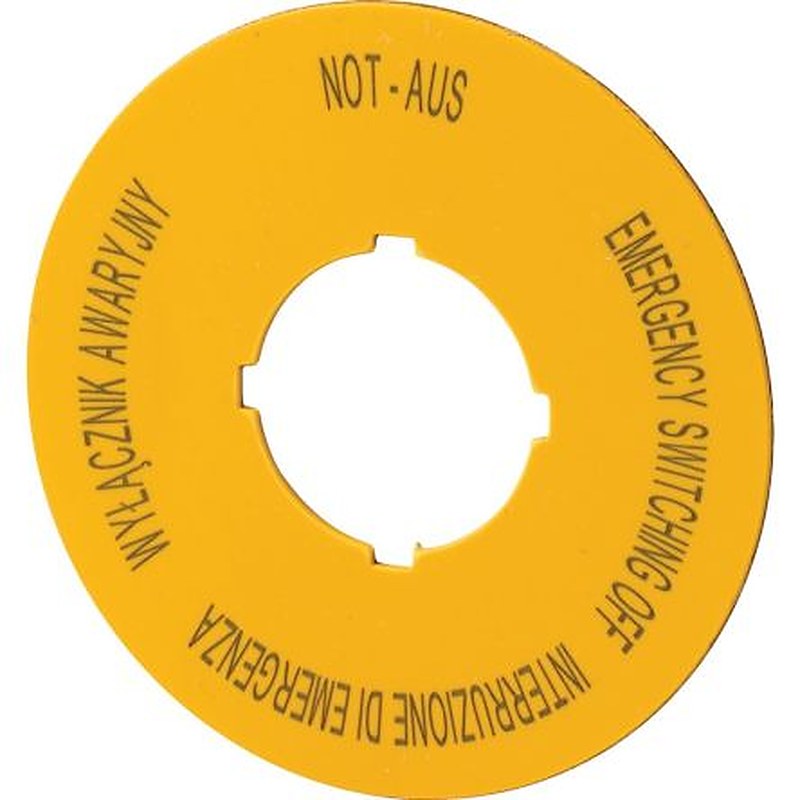 Eaton Label for Use with M22 Pushbuttons, Pre-printed "Emergency Switching Off