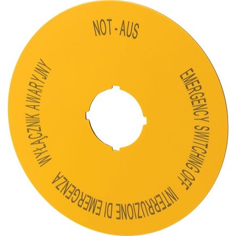 Eaton Label for Use with M22 Pushbuttons, Pre-printed "Emergency Switching Off