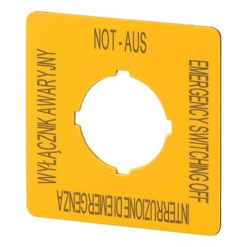 Eaton Label for Use with M22 Pushbuttons, Pre-printed "Emergency Stop