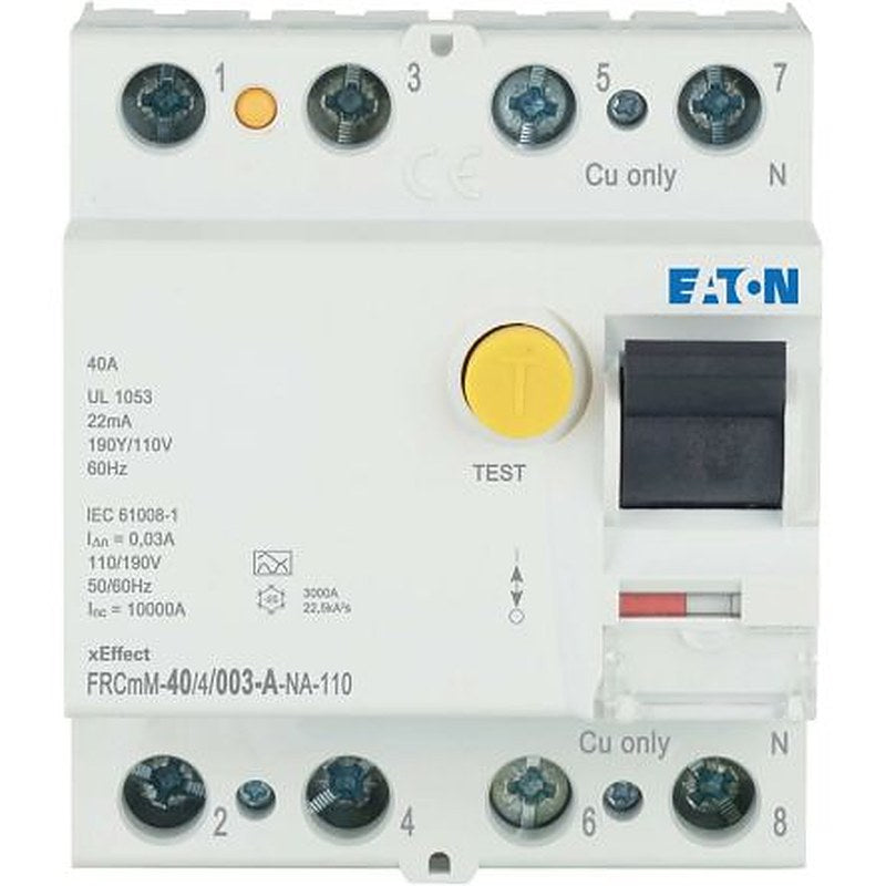 Eaton xEffect - FRCmM-NA Series Residual Current Circuit Breaker, 40A, 4-Pole, 30 mA, Type A 132V ac