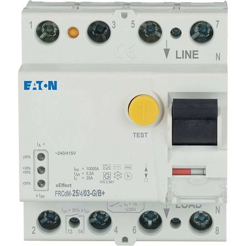 Eaton xEffect - FRCdM Series Residual Current Circuit Breaker, 25A, 4-Pole, 300 mA 132V ac