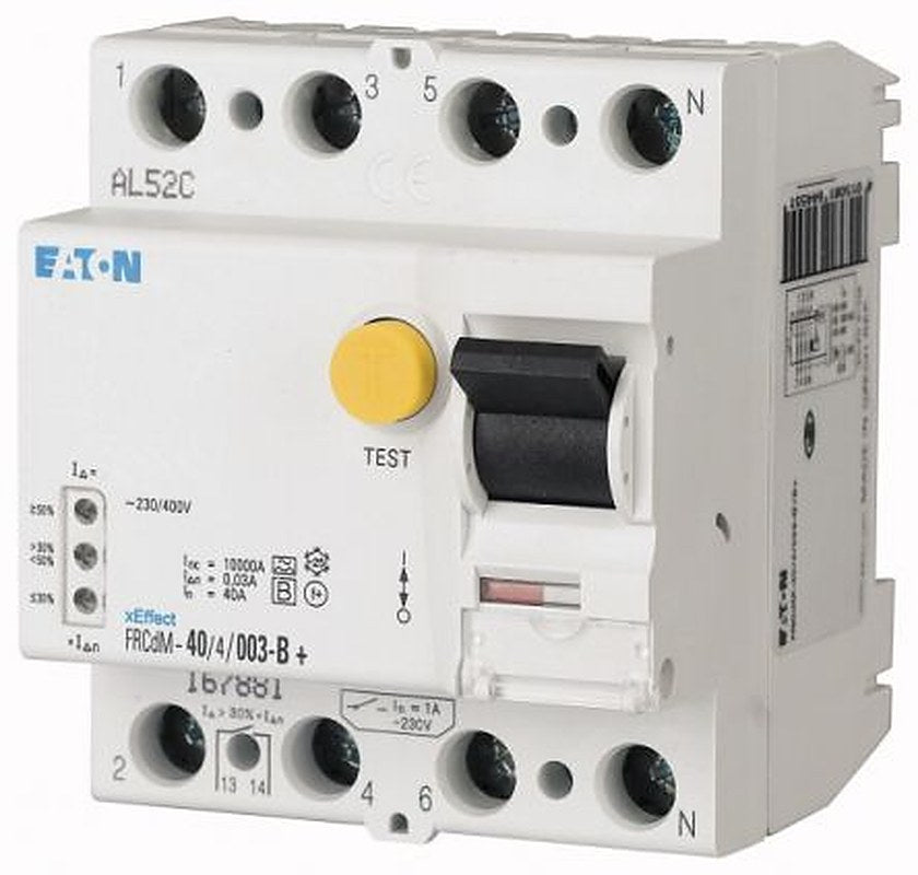 Eaton FRCdM Series Residual Current Circuit Breaker, 63A, 3-Pole, 300 mA, Type B, 10 kA, 220 V dc 240V ac