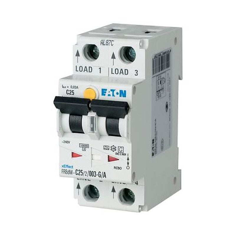 Eaton Residual Current Circuit Breaker with Overload Protection, 16A Current Rating, 2-Pole, 30 mA Trip Sensitivity,