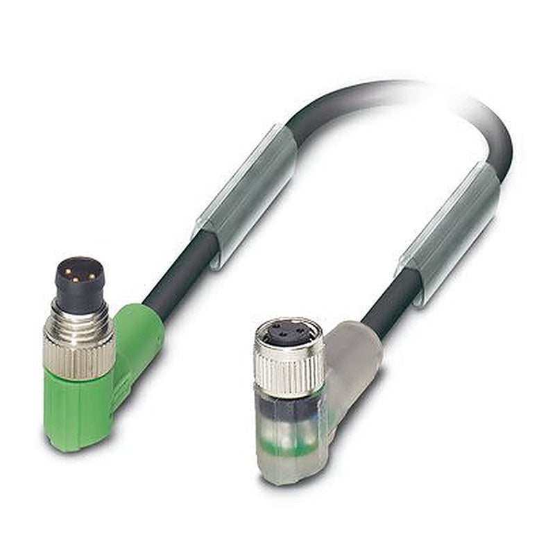 Phoenix Contact Male 3 way M8, Right Angle to Female 3 way Angled Socket M8 Sensor Actuator Cable, 600 mm