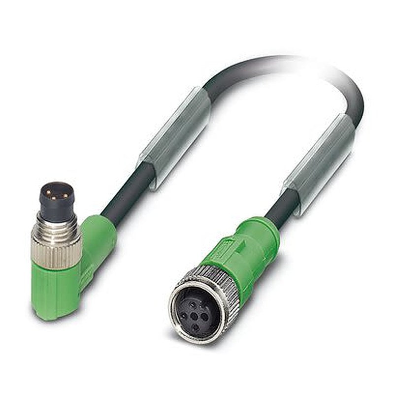 Phoenix Contact Male 3 way M8, Right Angle to Female 3 way M12, Straight Actuator/Sensor Cable, 3 m