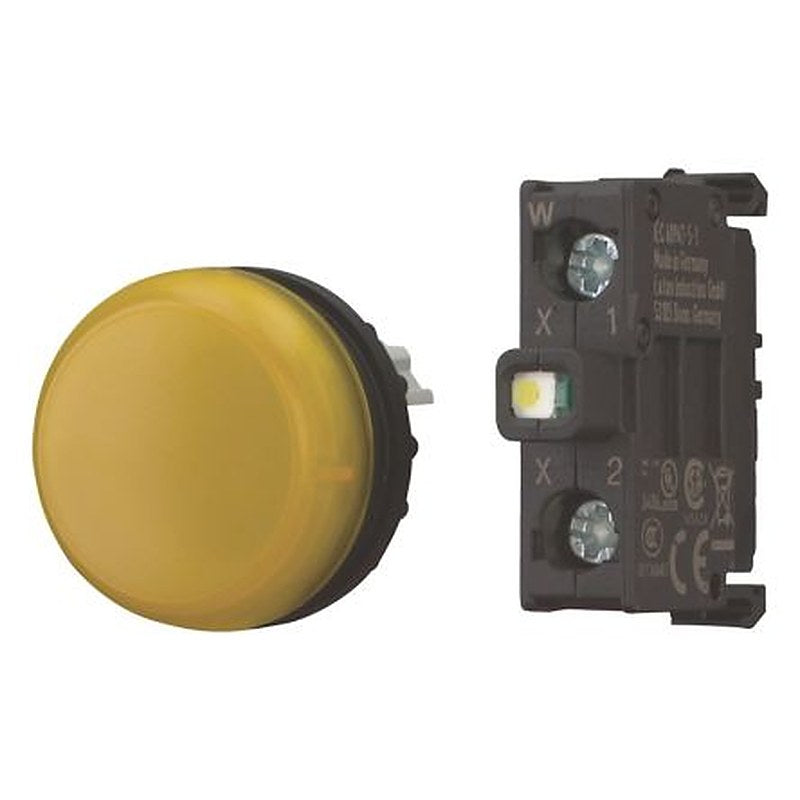 Eaton, M22 Yellow Pilot Indicator, 22.5 mm Cutout, IP69K, IP66, Round