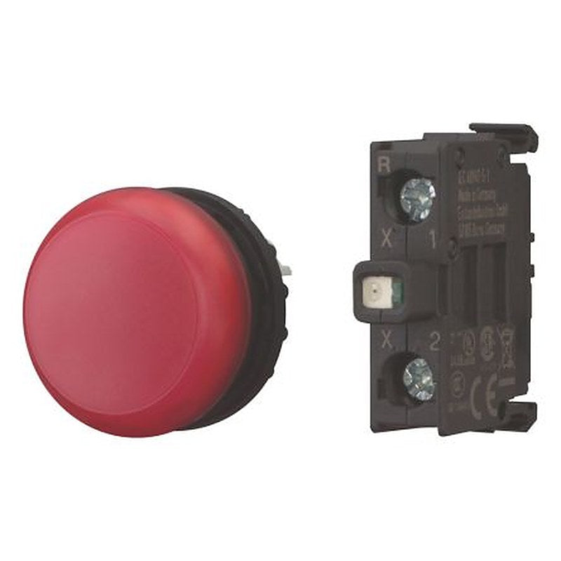 Eaton, M22, Base Fixing Red LED Indicator, 22.5 mm Cutout, IP69K, IP66, Round