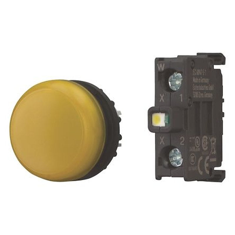 Eaton, M22 Yellow Pilot Indicator, 22.5 mm Cutout, IP69K, IP66, Round, 250V