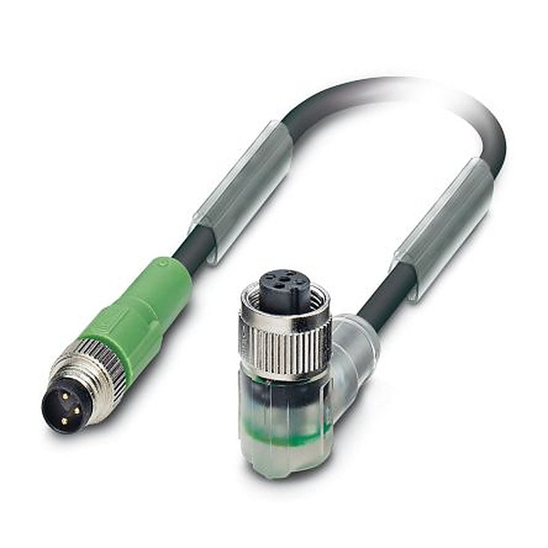 Phoenix Contact Male 3 way M12, Right Angle to Female 3 way M8, Straight Sensor Actuator Cable, 300 mm