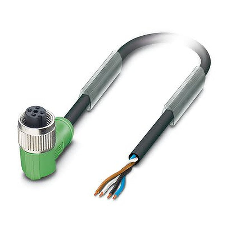 Phoenix Contact Free Cable End to Female 4 way Angled Socket M12 Actuator/Sensor Cable, 3 m