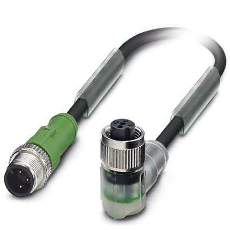 Phoenix Contact Male 3 way M12 to Female 3 way Angled M12 Sensor Actuator Cable, 300 mm