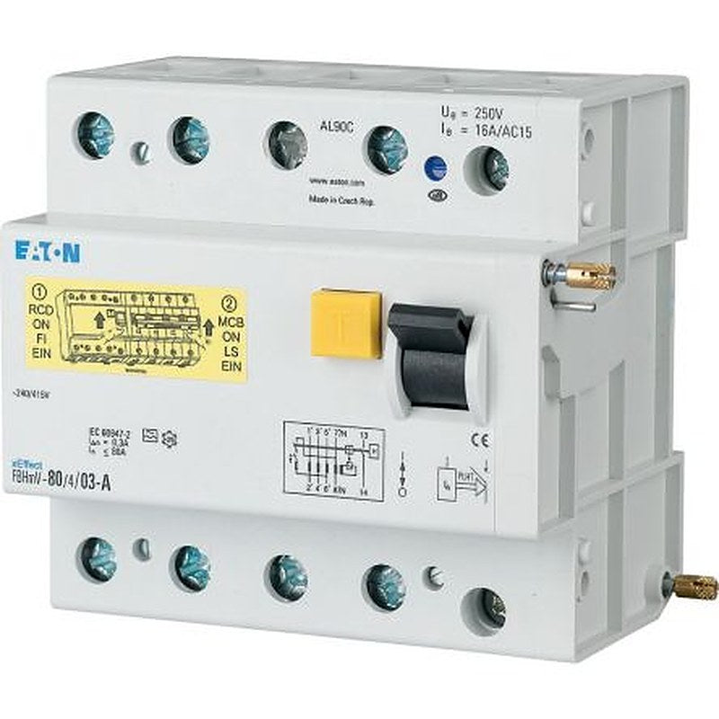 Eaton xEffect - FBHmV Series Residual Current Circuit Breaker, 80A, 4-Pole, 1000 mA, Type A 240V ac, 415 V ac