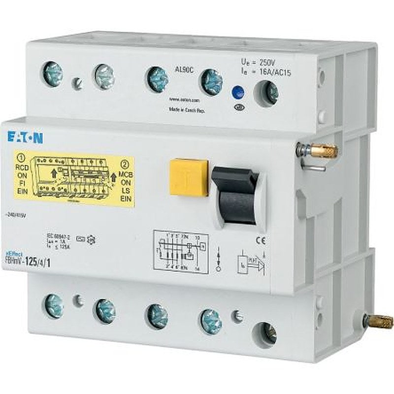 Eaton xEffect - FBHmV Series Residual Current Circuit Breaker, 80A, 4-Pole, 30 mA, Type A, 10 kA 415V ac