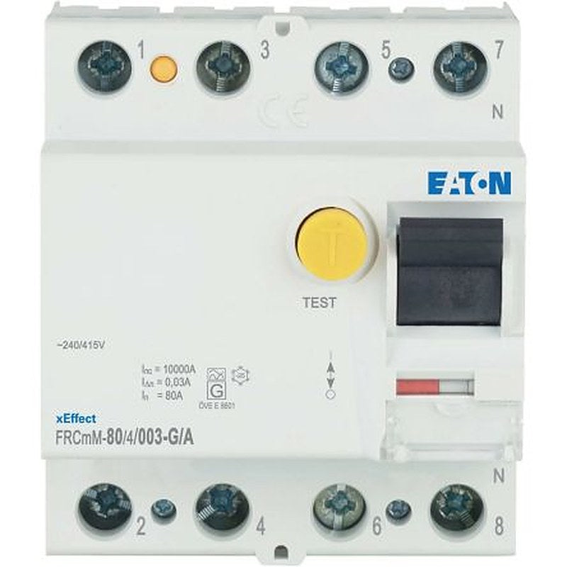 Eaton xEffect - FRCmM Series Residual Current Circuit Breaker, 80A, 4-Pole, 30 mA, 10 kA 415V ac