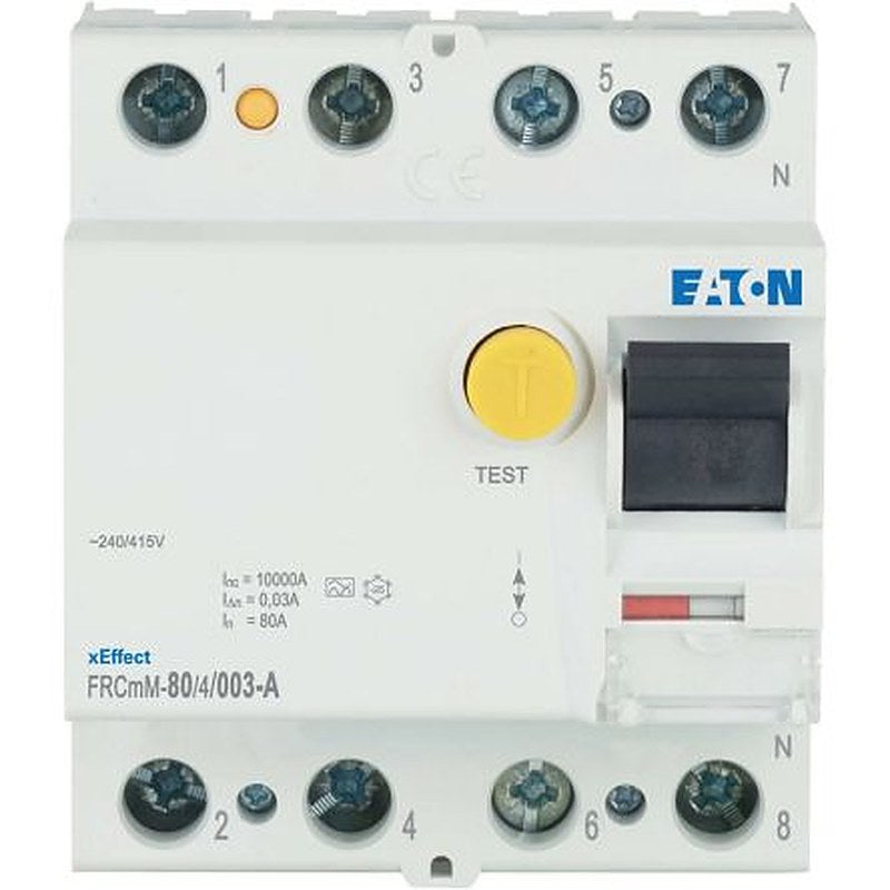 Eaton xEffect - FRCmM Series Residual Current Circuit Breaker, 80A, 4-Pole, 30 mA, Type A, 10 kA 415V ac