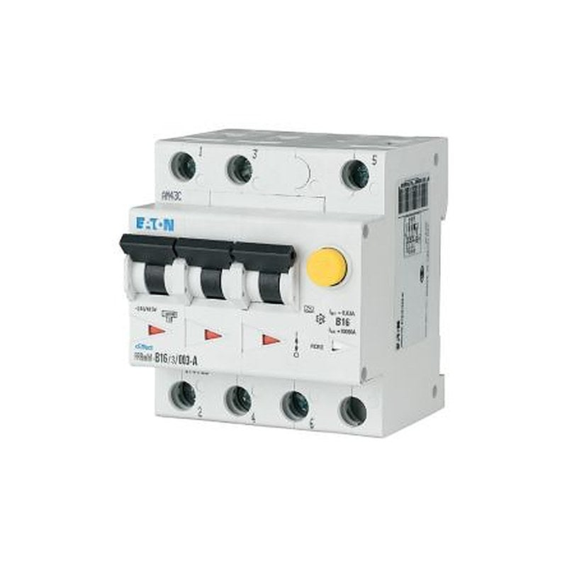 Eaton Residual Current Circuit Breaker with Overload Protection, 32A Current Rating, 3-Pole, 100 mA Trip Sensitivity,